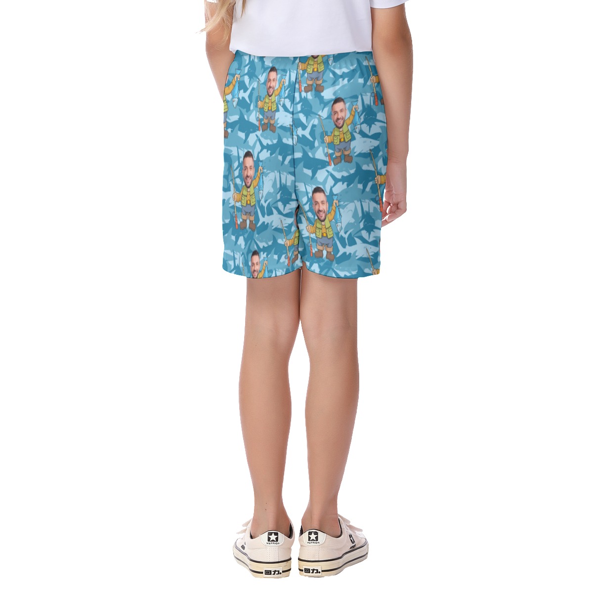 Funny Fishing Custom Face Beach Shorts For Kids