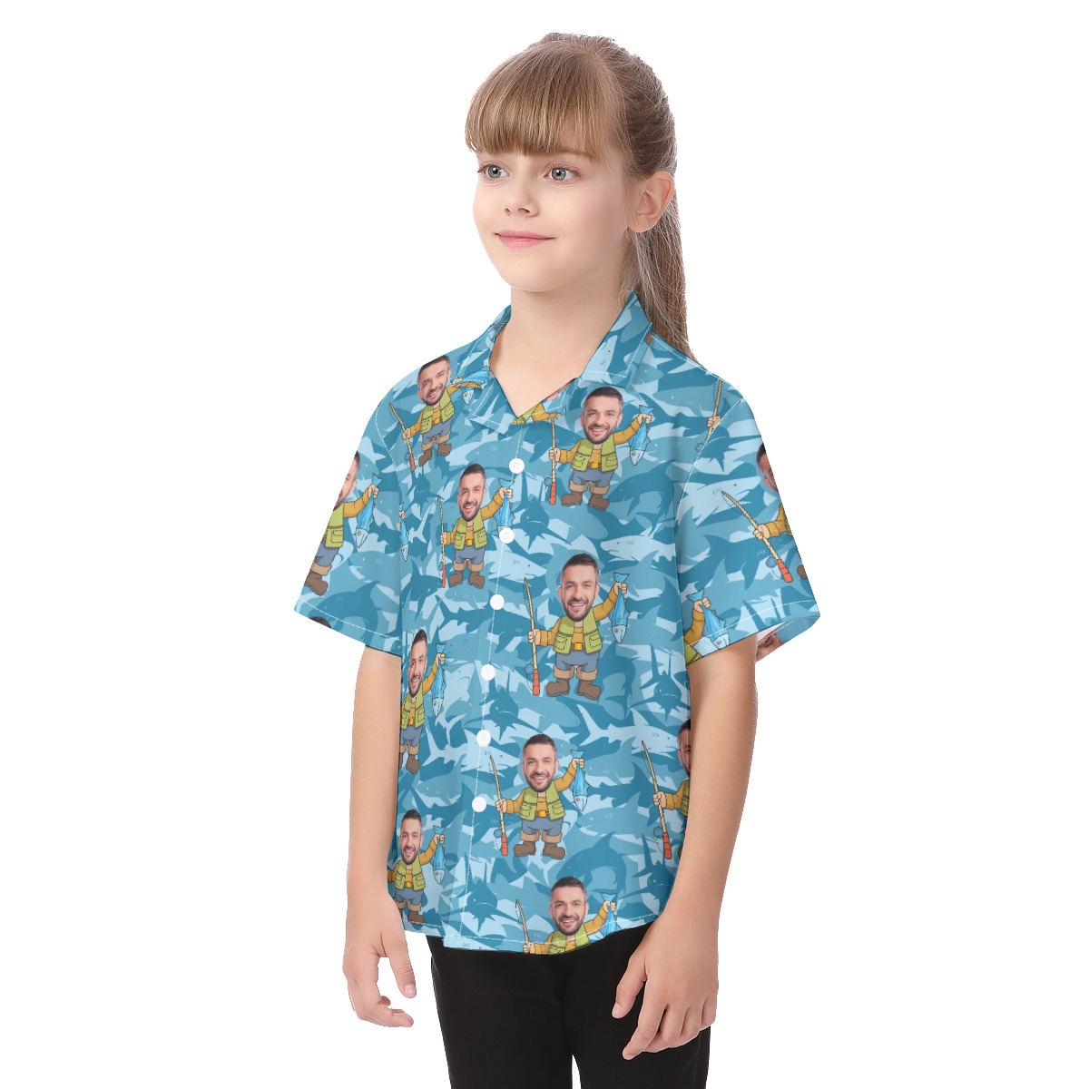 Custom Face Fishing Man Kid's Hawaiian Shirts