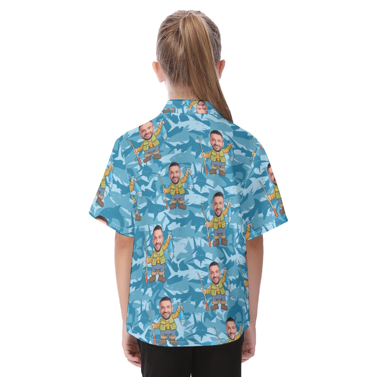 Custom Face Fishing Man Kid's Hawaiian Shirts