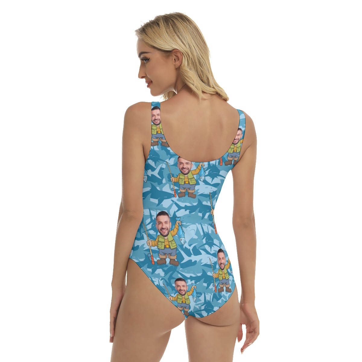 Fishing Custom Face Hawaiian One Piece Swimsuit For Women