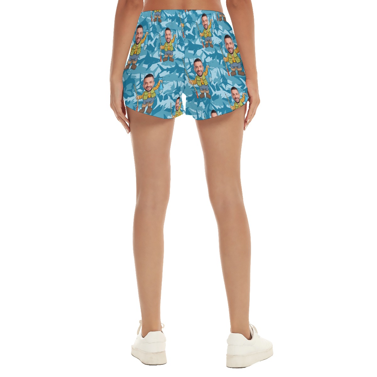 Custom Face Fishing Hawaiian Beach Shorts For Women