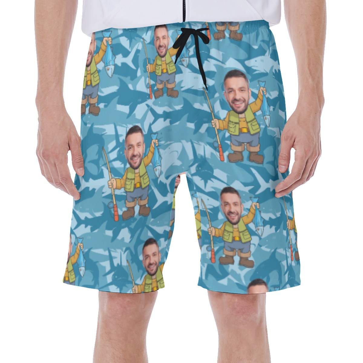 Custom Face Fishing Hawaiian Swim Trunks For Men - variant image 1