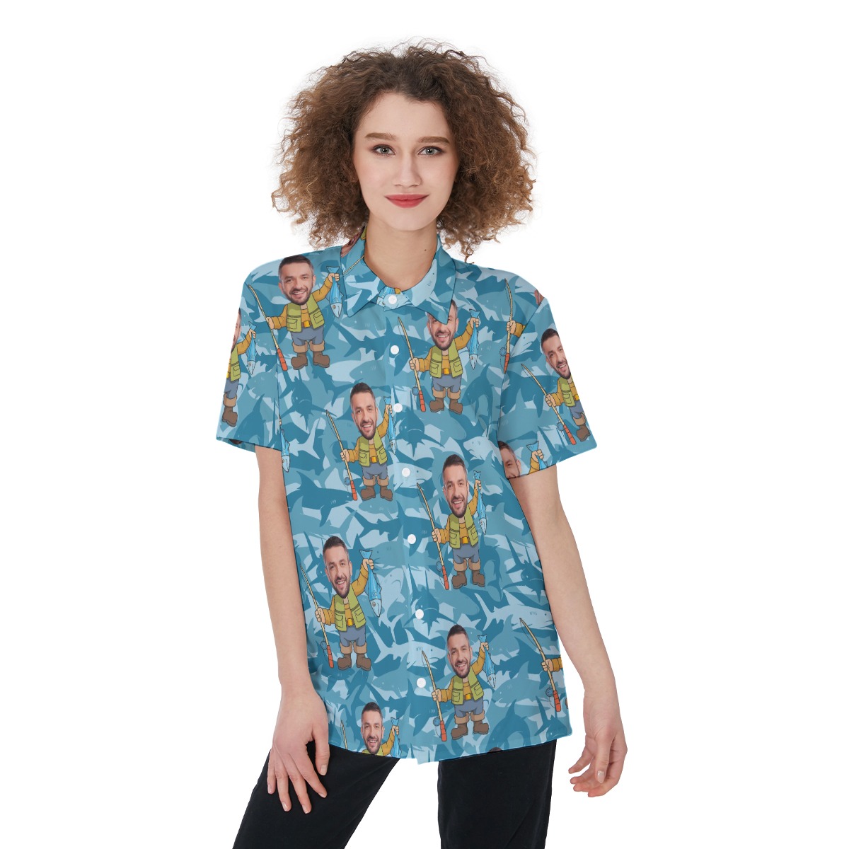 Fishing Man Custom Face Shirt Hawaiian Shirt For Women - variant image 1