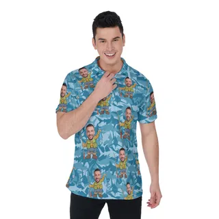 Fishing Man Custom Face Hawaiian Polo Shirt For Summer