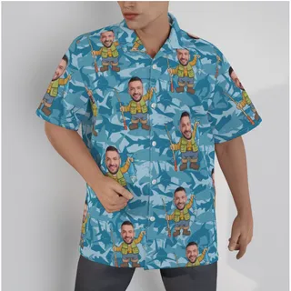 Fishing Custom Face Hawaiian Shirt For Men