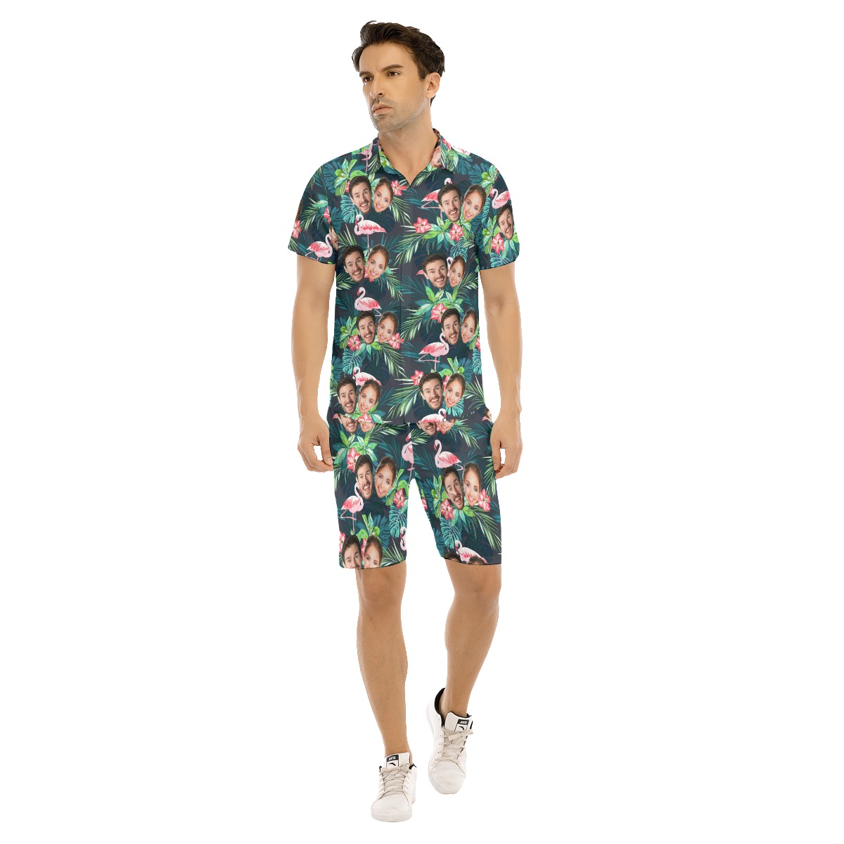 Custom Flamingo Men's Hawaiian Set With 2 Faces - variant image 1