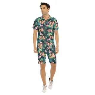 Custom Flamingo Men's Hawaiian Set With 2 Faces