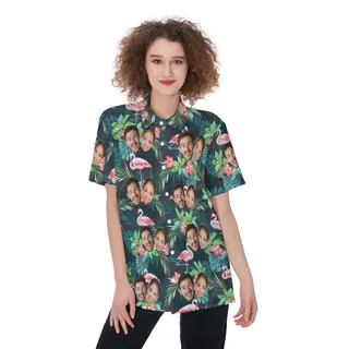 Custom Flamingo Hawaiian Shirt With Multiple Faces