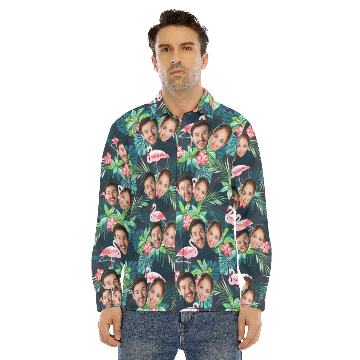 Custom Flamingo Long Hawaiian Shirt With 2 Faces - variant image 1