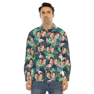 Custom Flamingo Long Hawaiian Shirt With 2 Faces