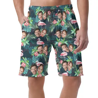 Custom Flamingo Long Hawaiian Shorts With 2 Faces