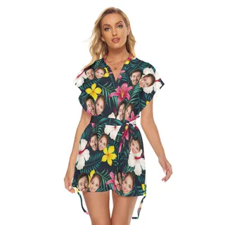 Cool Couple Faces Tropical Dress With Belt