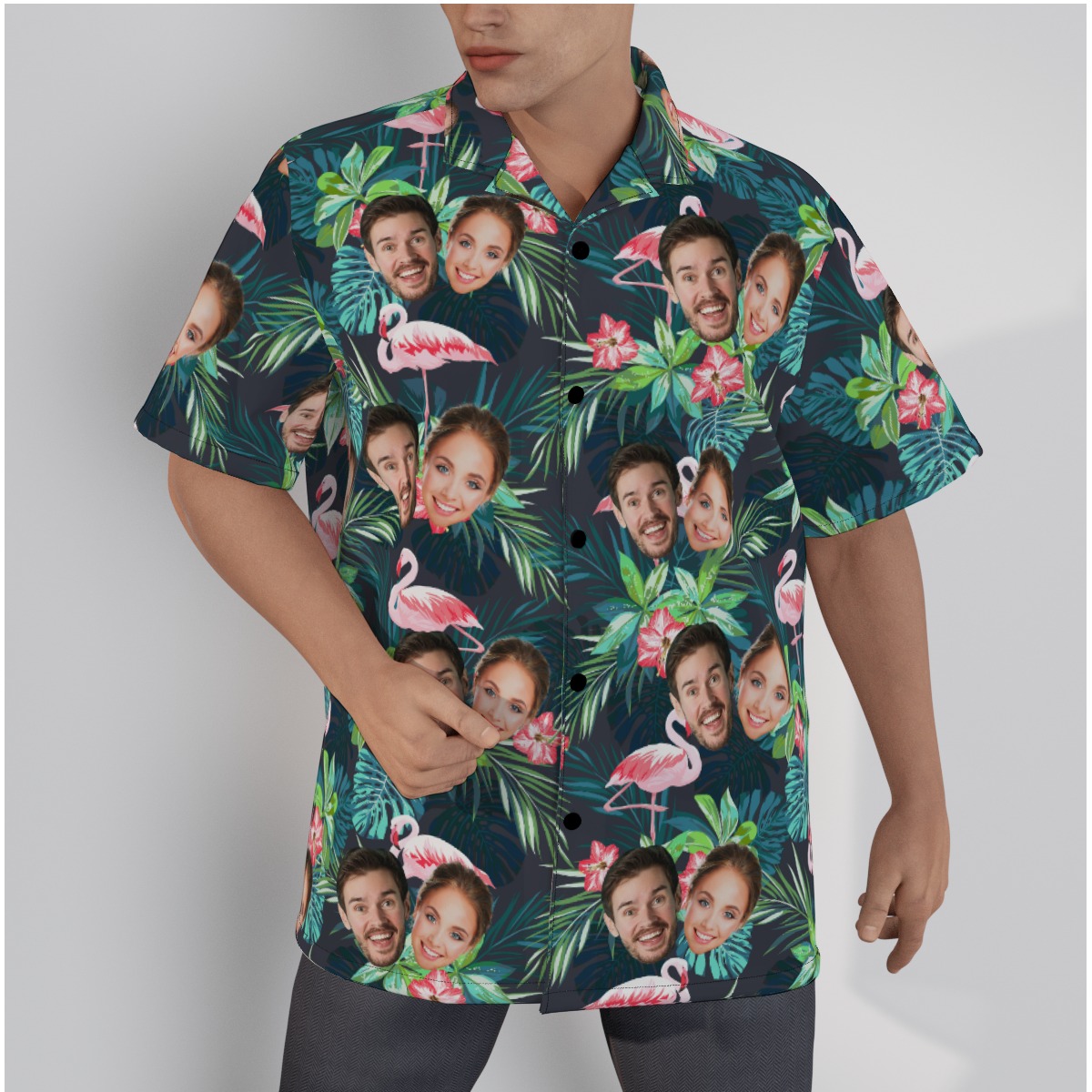 Custom Multiple Face Flamingo Hawaiian Shirt For Men - variant image 1