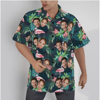 Custom Multiple Face Flamingo Hawaiian Shirt For Men