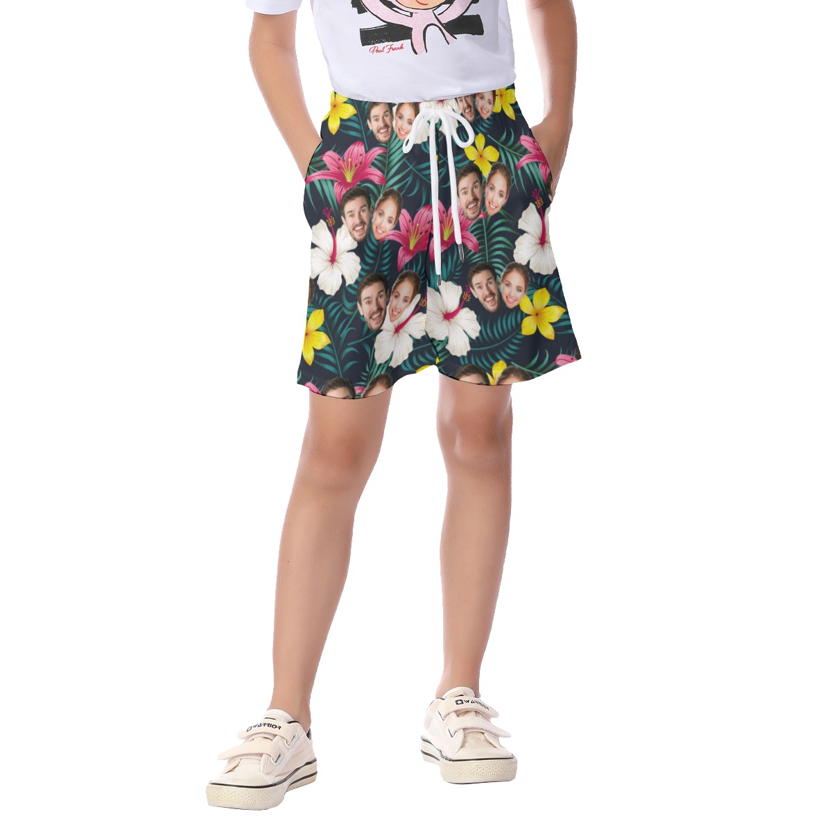 Unique Couple Faces Kid's Hawaiian Shorts - variant image 1