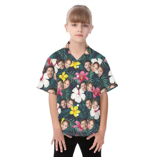 Unique Couple Faces Kid's Hawaiian Shirt