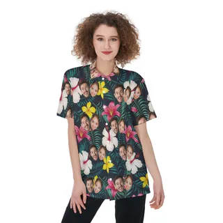 Funny Couple Faces Hawaiian Shirt For Women