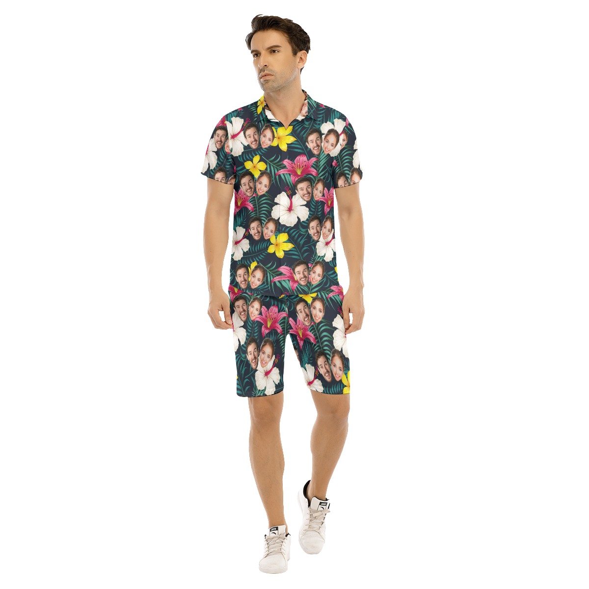 Custom 2 Faces Floral Hawaiian Shirt And Shorts - variant image 1