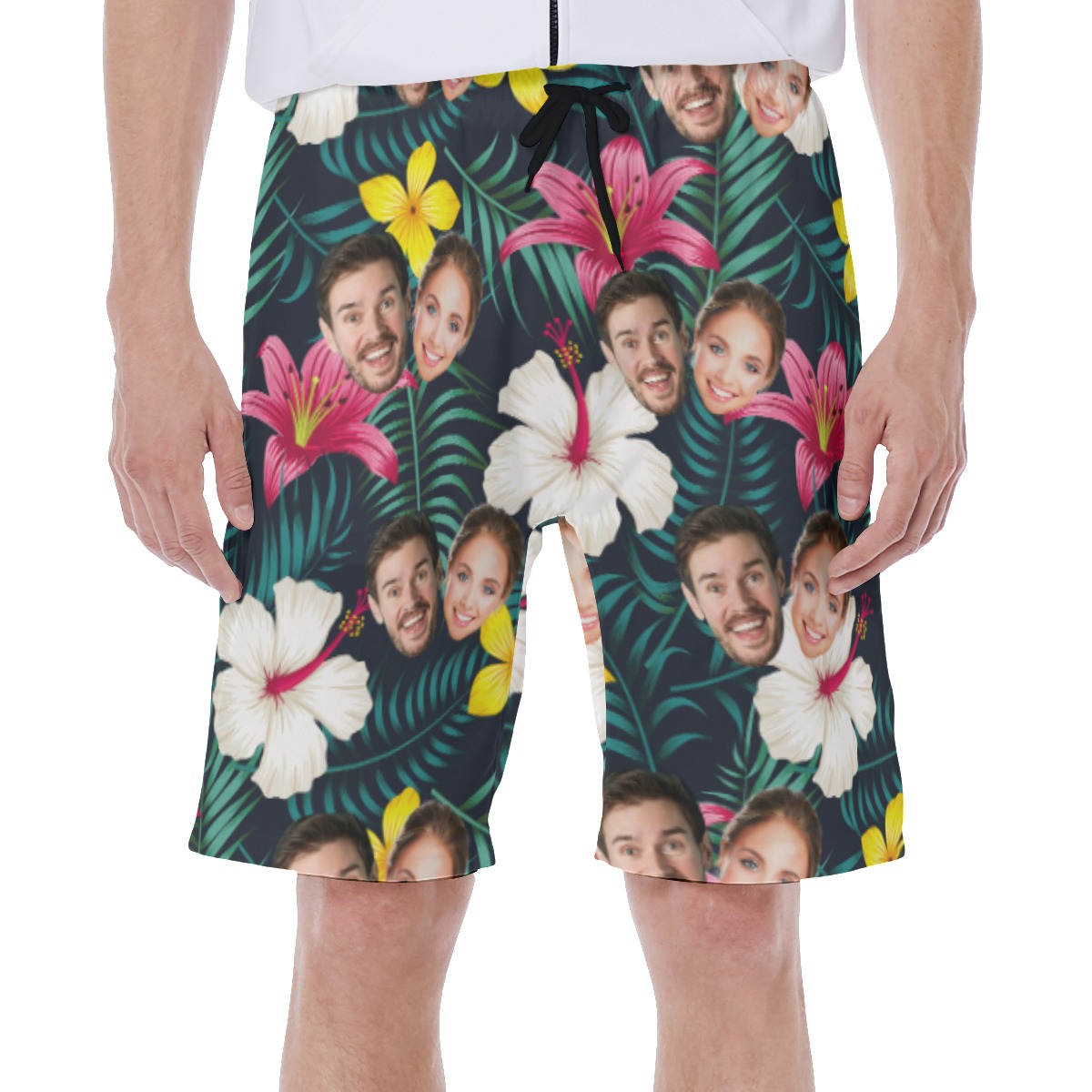 Custom 2 Faces Floral Hawaiian Beach Shorts - variant image 1