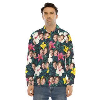Custom 2 Faces Floral Tropical Long Hawaiian Shirt