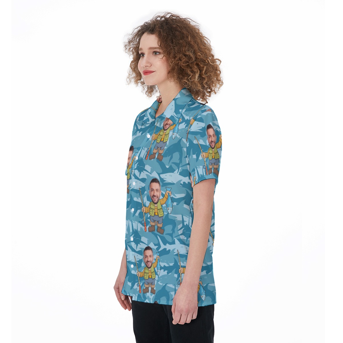 Fishing Man Custom Face Shirt Hawaiian Shirt For Women