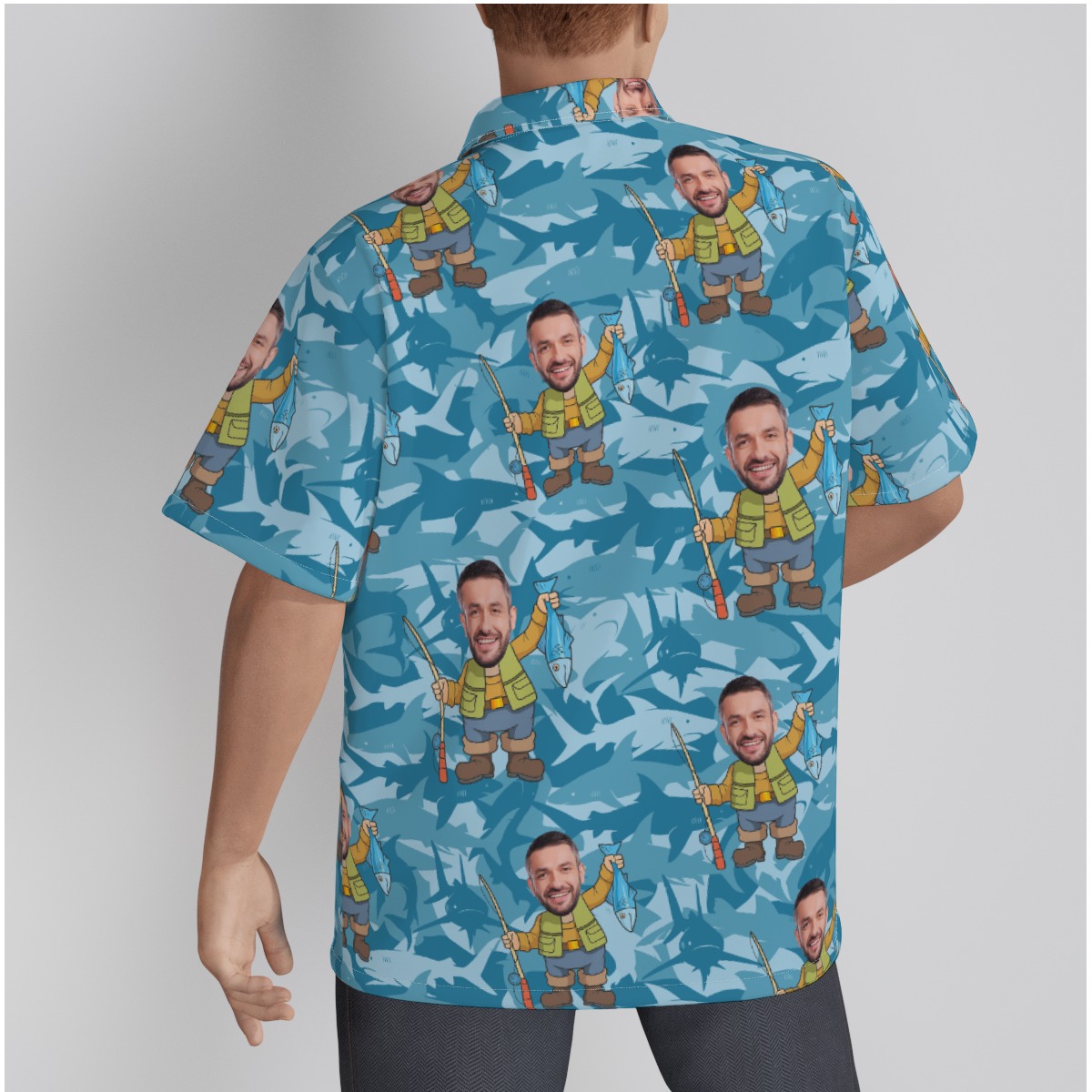 Fishing Custom Face Hawaiian Shirt For Men