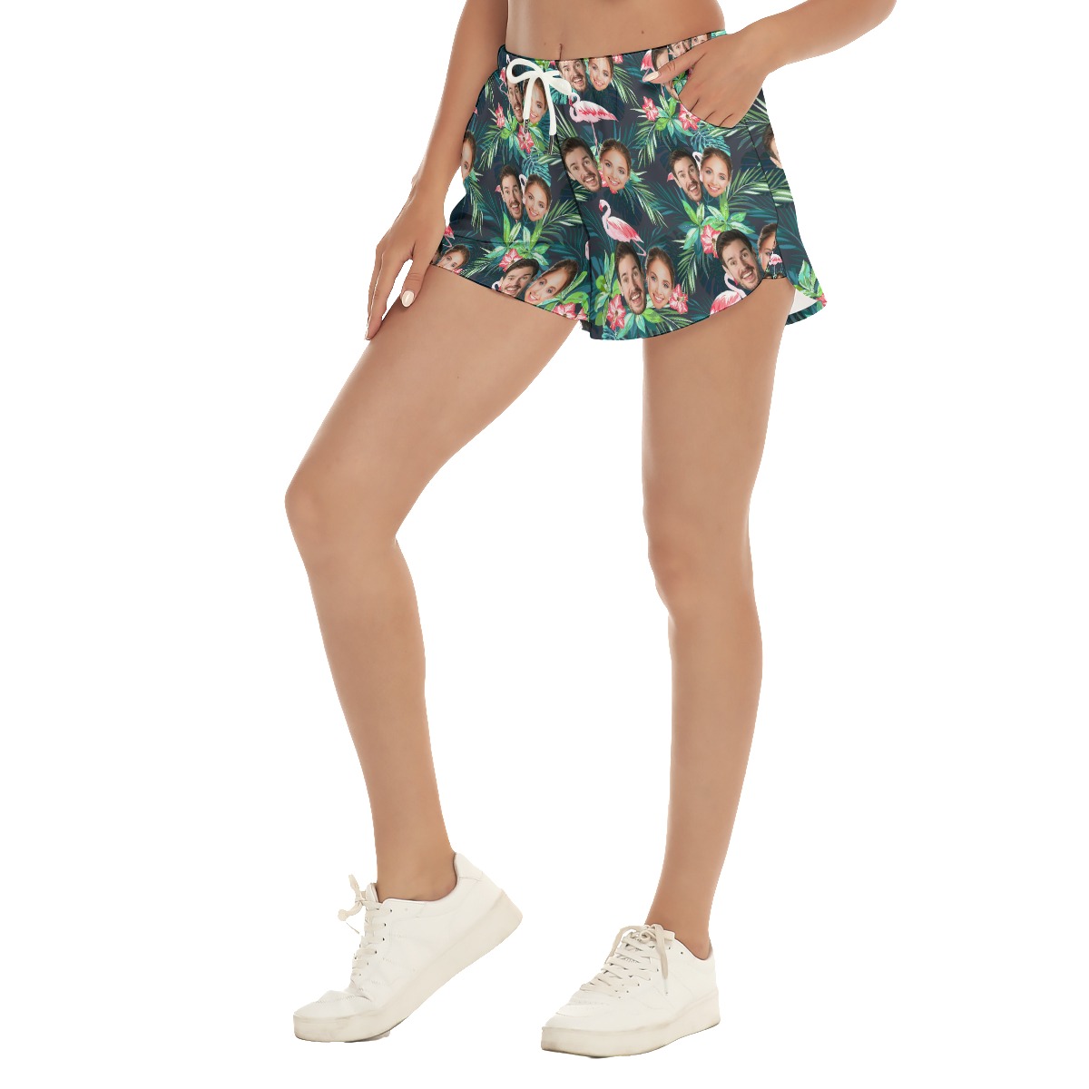 Custom 2 Faces Flamingo Tropical Women's Shorts