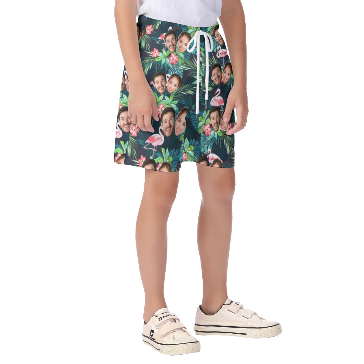 Custom 2 Faces Flamingo Tropical Hawaiian Shorts For Kids