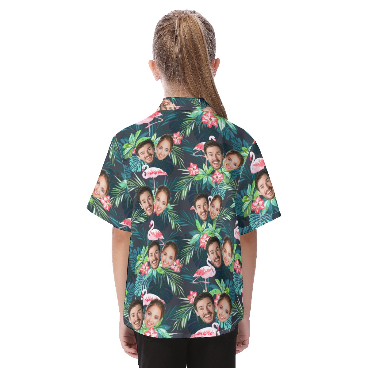 Custom 2 Faces Flamingo Tropical Hawaiian Shirt For Kids
