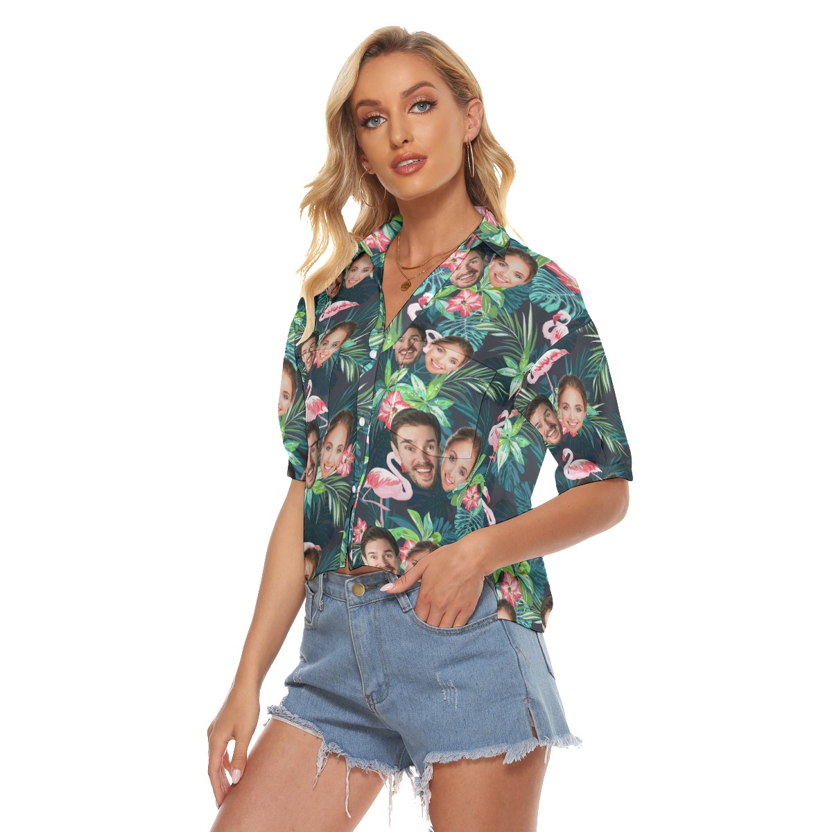 Custom Flamingo Crop Top With Multiple Faces