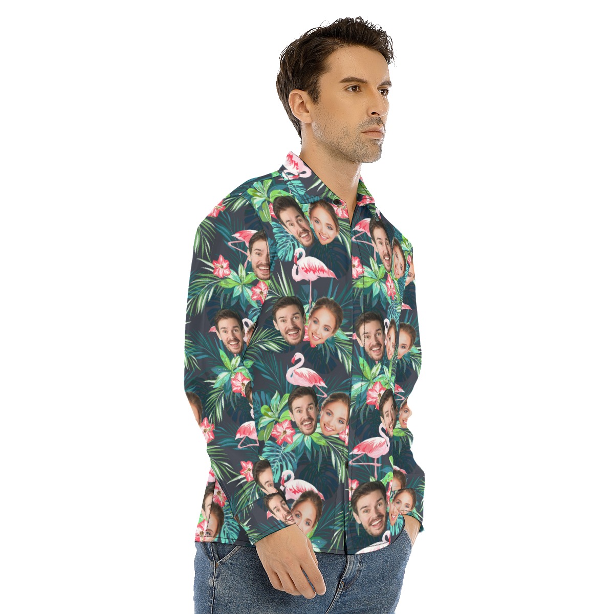 Custom Flamingo Long Hawaiian Shirt With 2 Faces