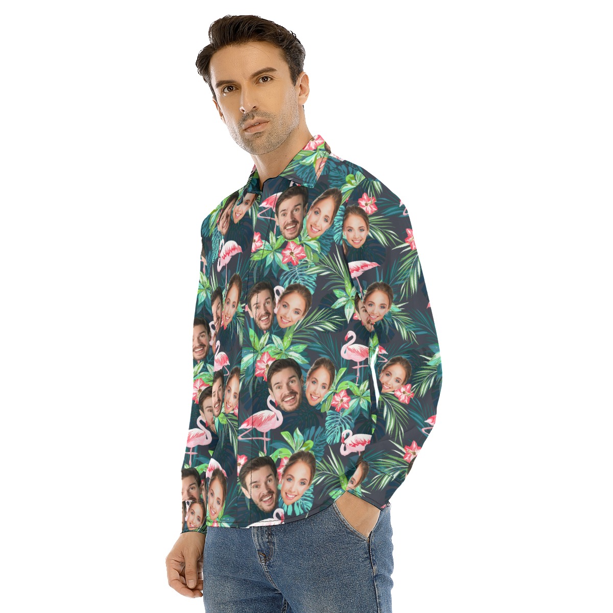 Custom Flamingo Long Hawaiian Shirt With 2 Faces