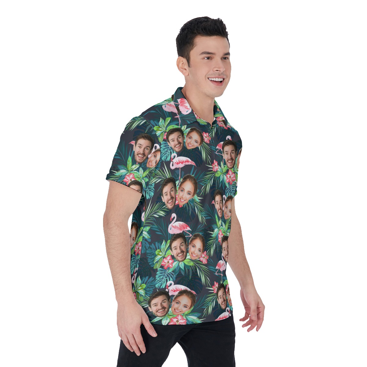 Custom Flamingo Polo Shirt With 2 Faces