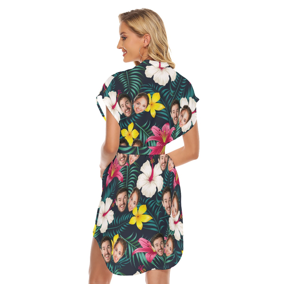 Cool Couple Faces Tropical Dress With Belt