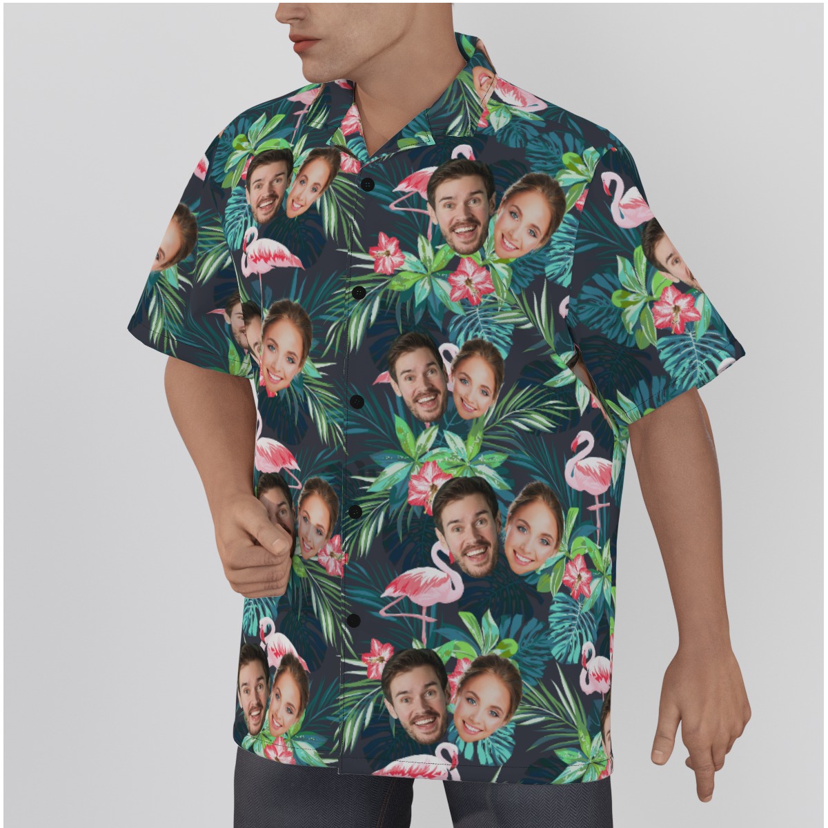 Custom Multiple Face Flamingo Hawaiian Shirt For Men