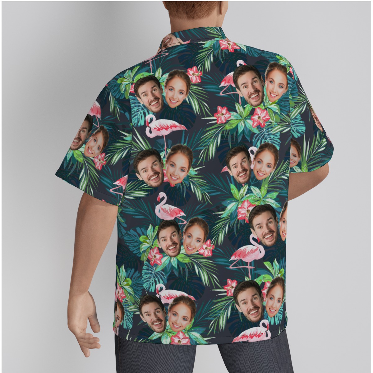 Custom Multiple Face Flamingo Hawaiian Shirt For Men