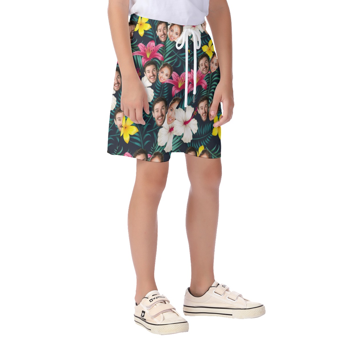 Unique Couple Faces Kid's Hawaiian Shorts