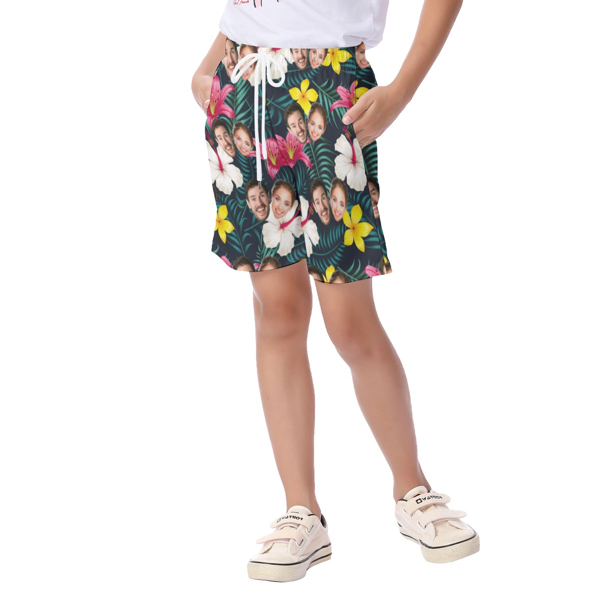 Unique Couple Faces Kid's Hawaiian Shorts