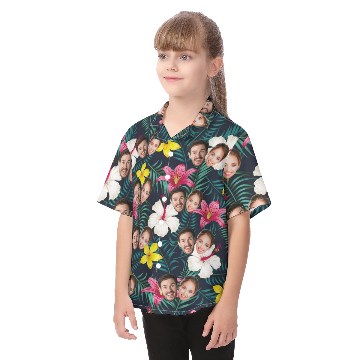 Unique Couple Faces Kid's Hawaiian Shirt