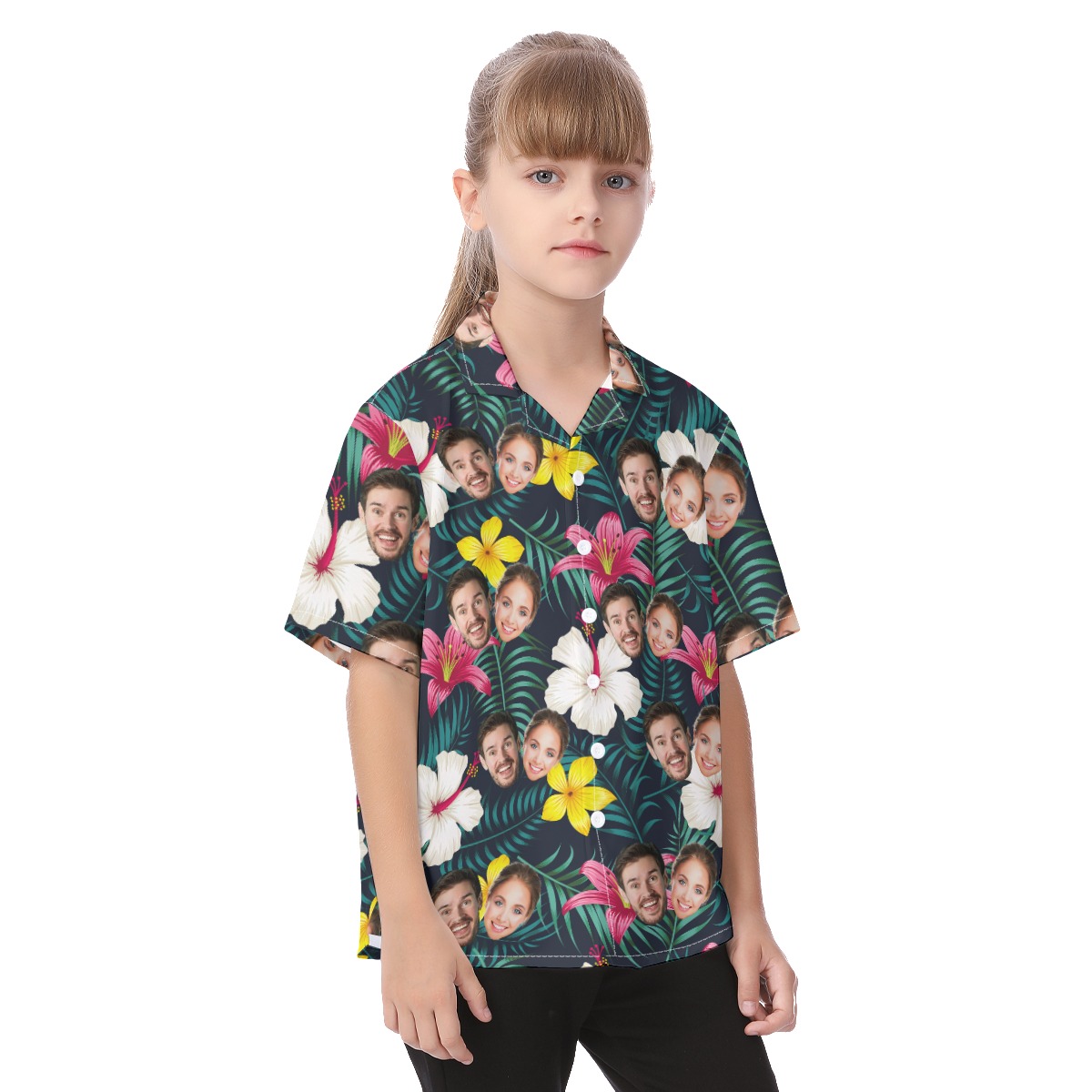 Unique Couple Faces Kid's Hawaiian Shirt