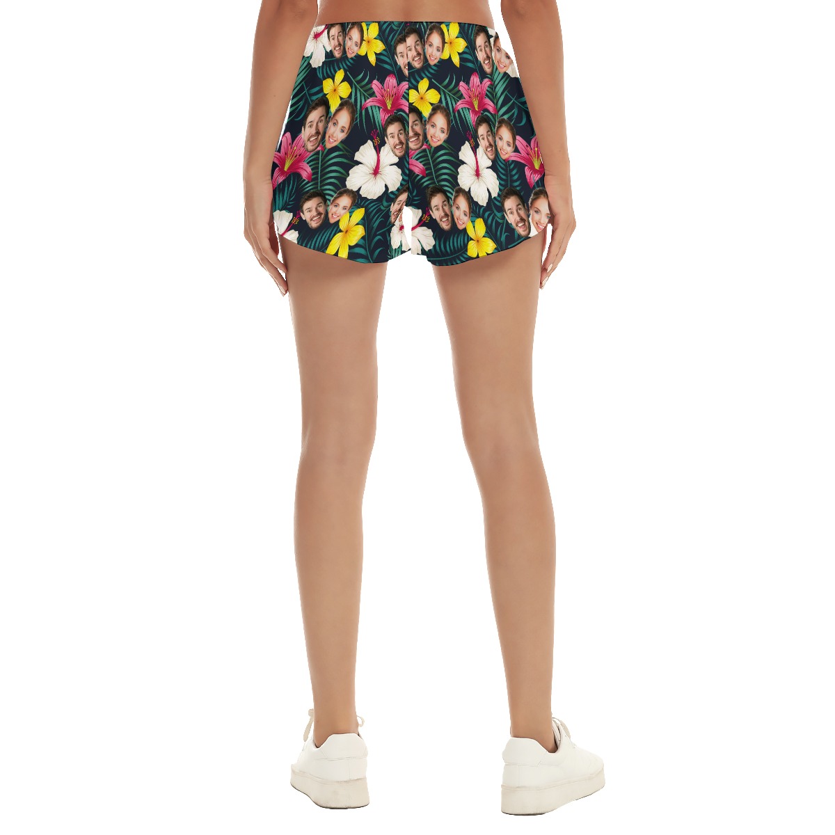 Unique Couple Faces Tropical Shorts For Women