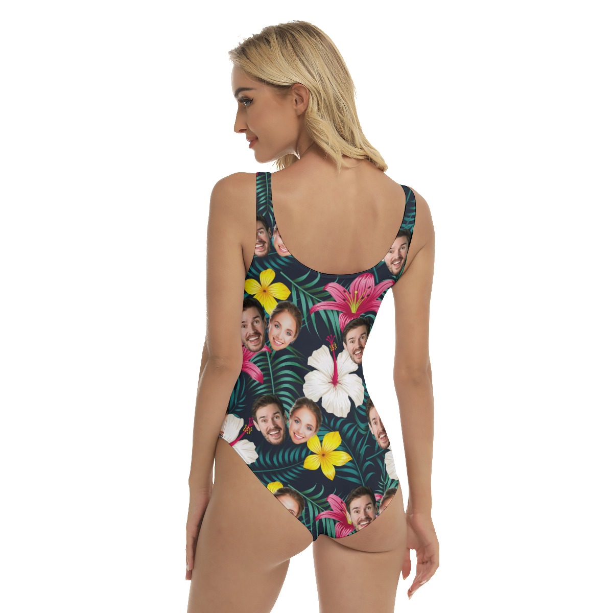 Unique Couple Faces Flower Swimsuit