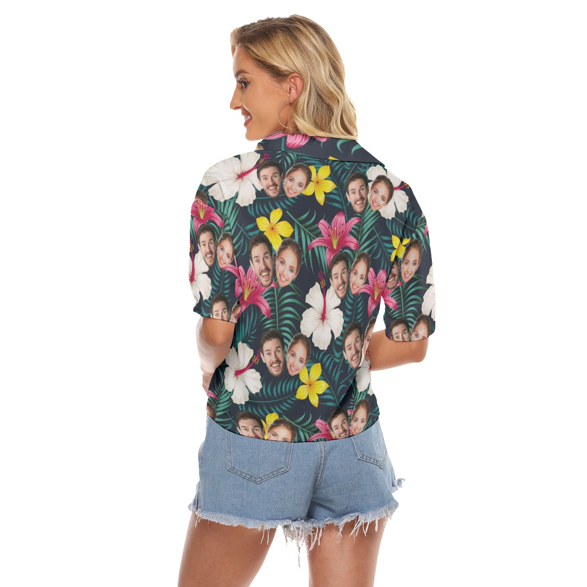 Funny Couple Faces Hawaiian Crop Top For Women