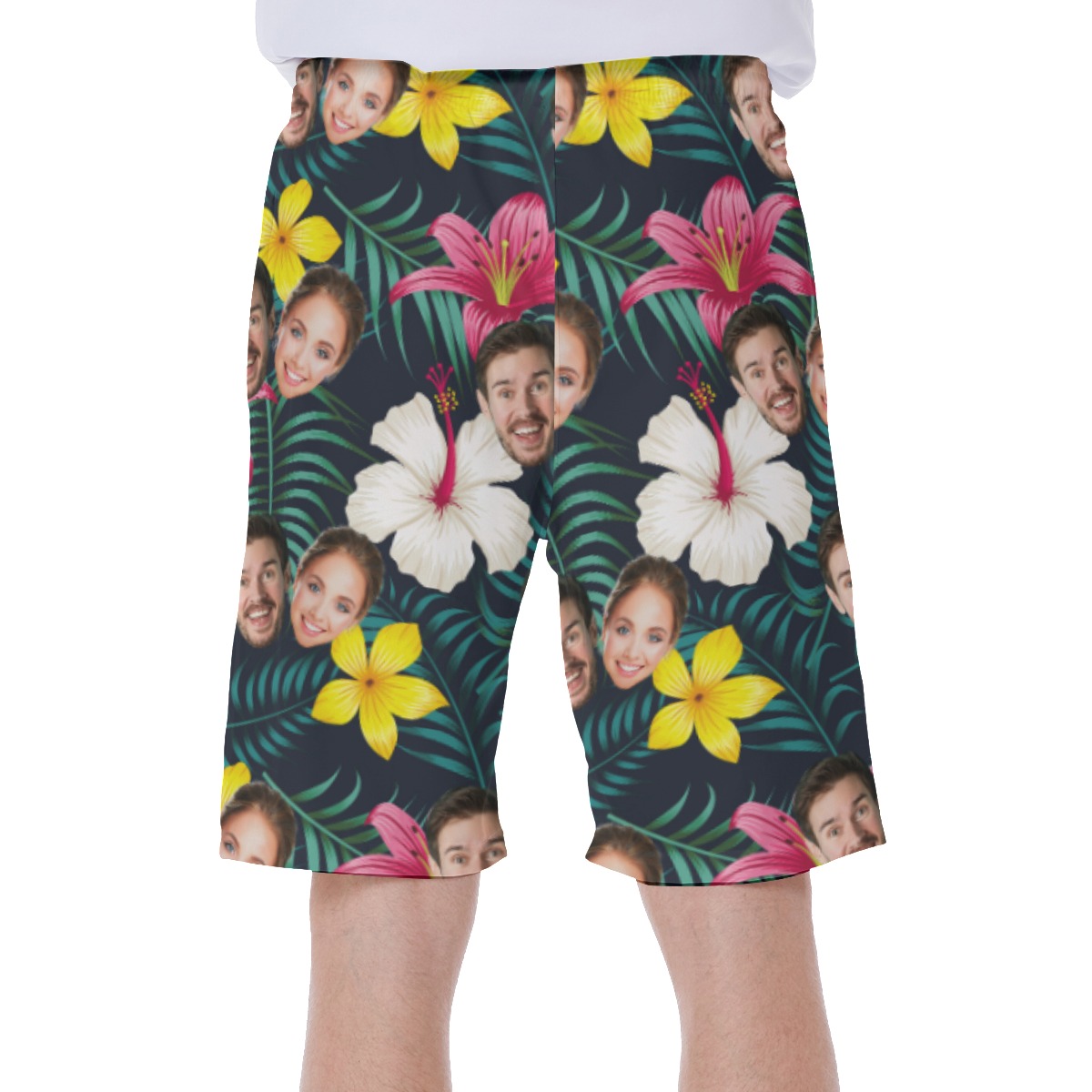 Custom 2 Faces Floral Hawaiian Beach Shorts