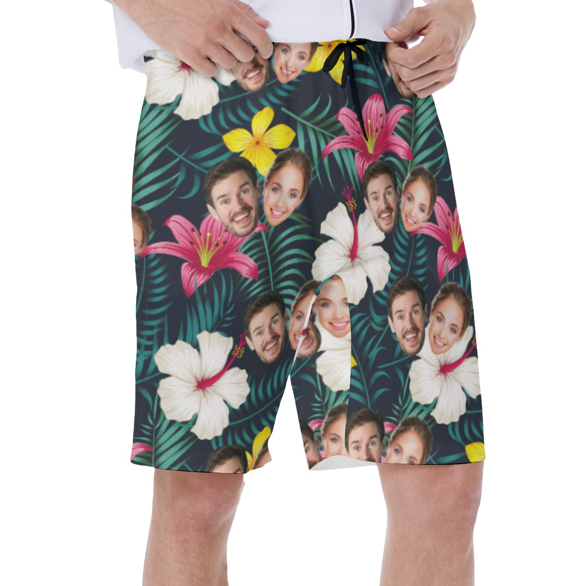 Custom 2 Faces Floral Hawaiian Beach Shorts