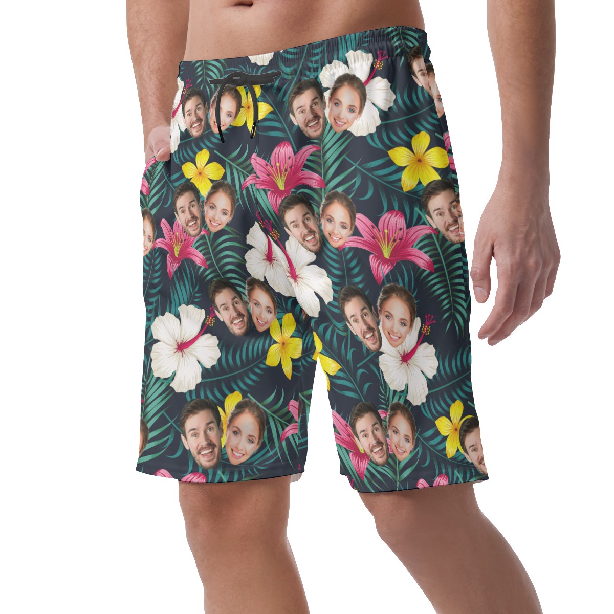 Custom 2 Faces Floral Tropical Men's Hawaiian Shorts