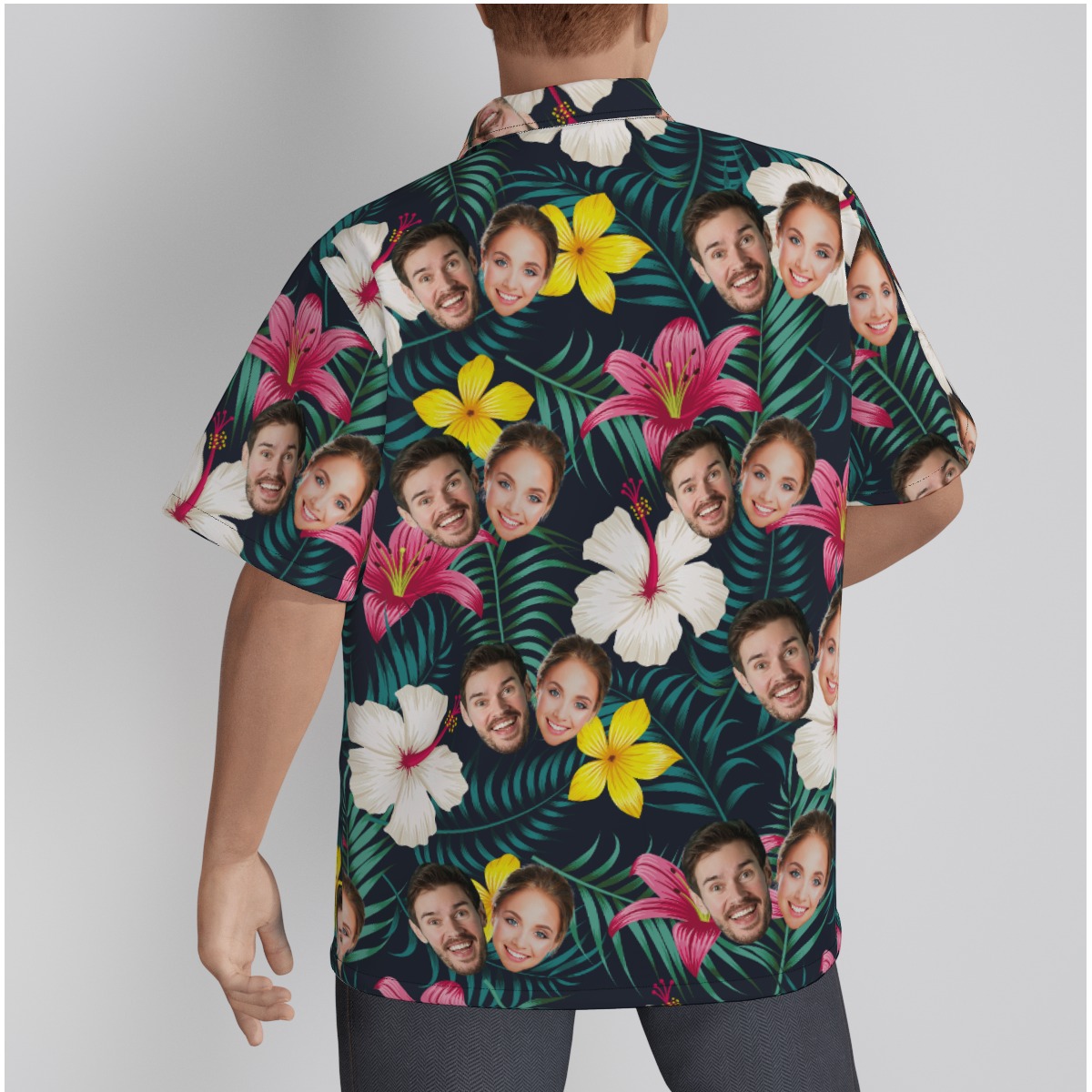Custom Face Floral Hawaiian Shirt For Men