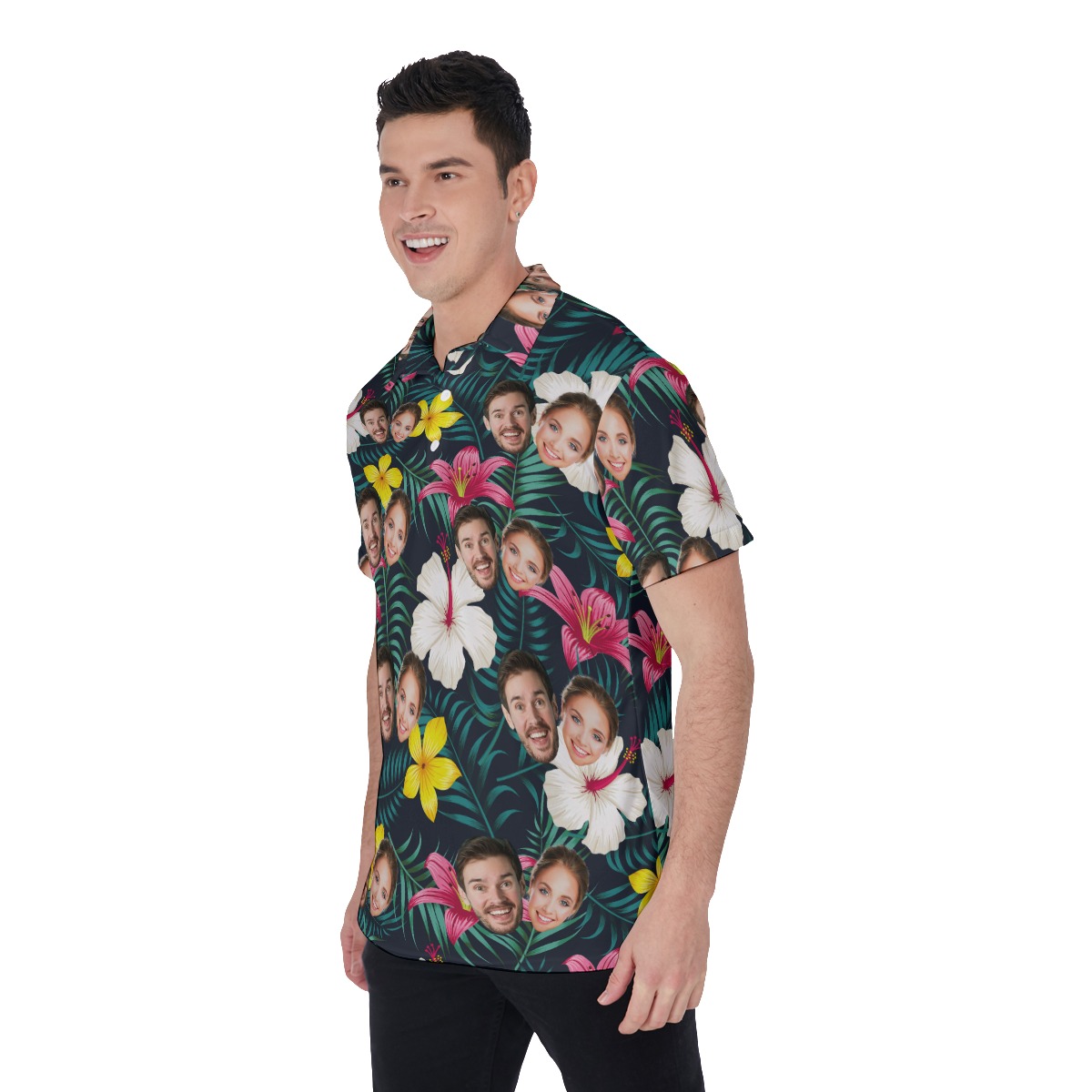 Custom Face Floral Golf Shirt For Men