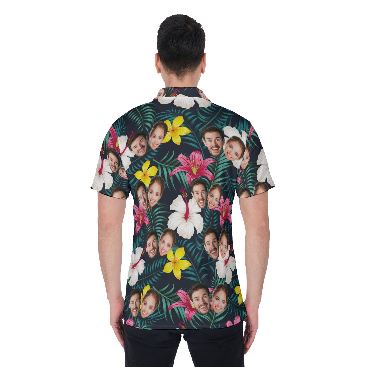 Custom Face Floral Golf Shirt For Men