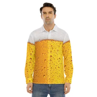 Funny Beer Long Sleeve Hawaiian Shirt For Men